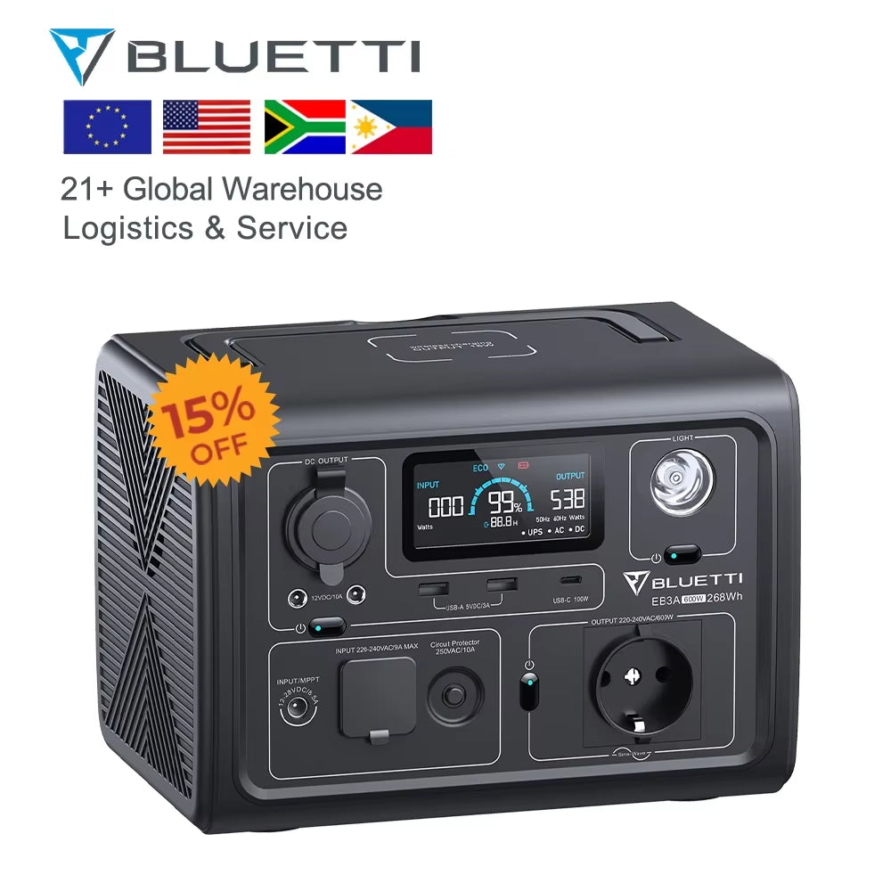 Rechargeable Backup Power Lifepo4 Battery Emergency Solar Generator 600W Portable Power Station