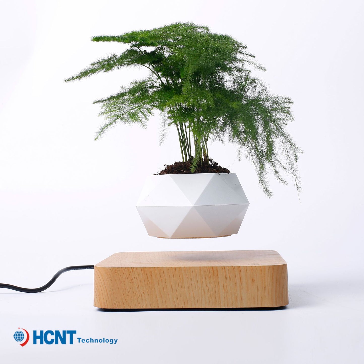 Magnetic levitation potted plant aerial creative ornaments suspended wood grain potted plant bonsai creative ornaments factory direct sales