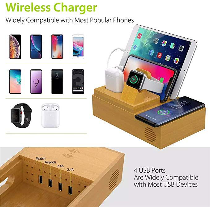 Bamboo wireless charger, bamboo mobile phone holder