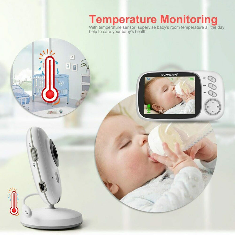 VB603 baby care device 3.2 inch wireless baby monitor, two-way intercom with night vision, temperature measurement