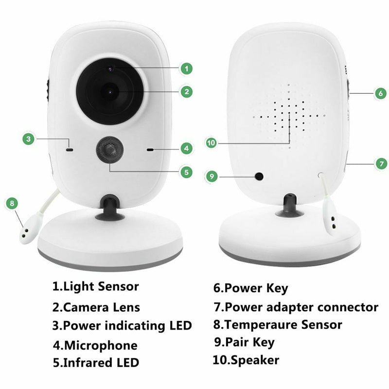 VB603 baby care device 3.2 inch wireless baby monitor, two-way intercom with night vision, temperature measurement