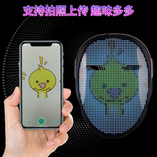 Cross-border hot selling Led luminous mask Halloween mask APP editing full-color party dance decoration atmosphere props