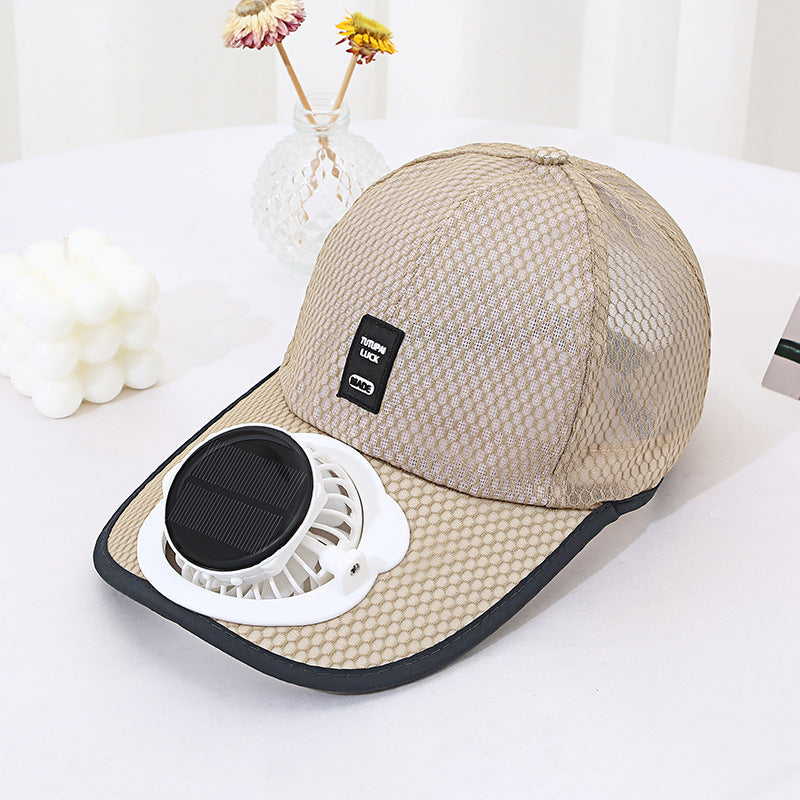 Summer new breathable mesh hat solar charging fan hat sunshade sun protection outdoor leisure men and women adults