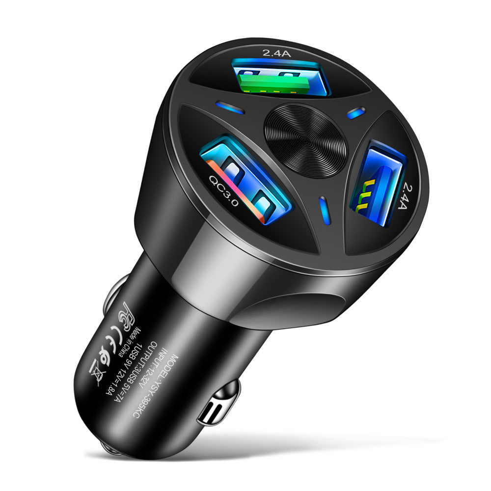 One for five QC3.0 multi-USB car charger, fast-charging car charger, multi-port fast-charging car charger, cross-border factory wholesale