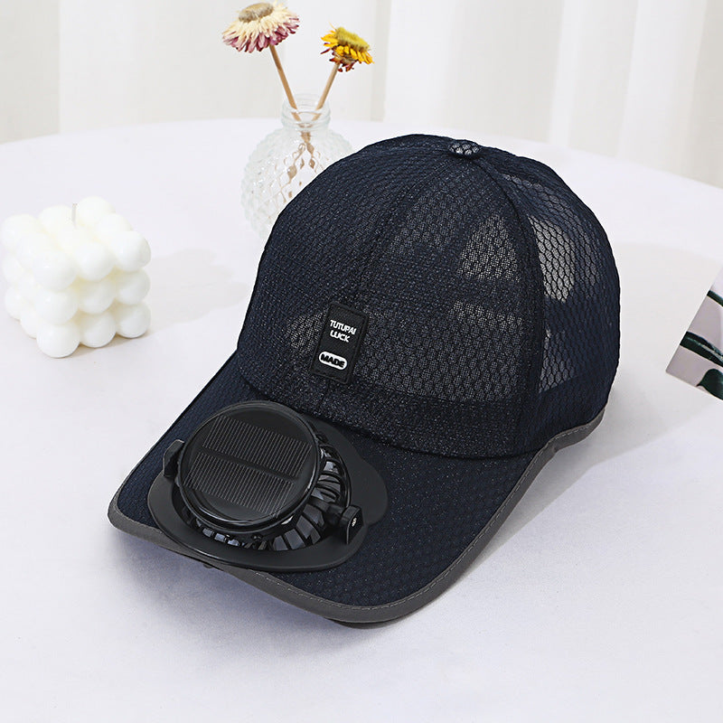 Summer new breathable mesh hat solar charging fan hat sunshade sun protection outdoor leisure men and women adults