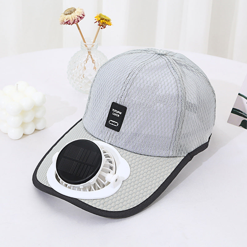 Summer new breathable mesh hat solar charging fan hat sunshade sun protection outdoor leisure men and women adults