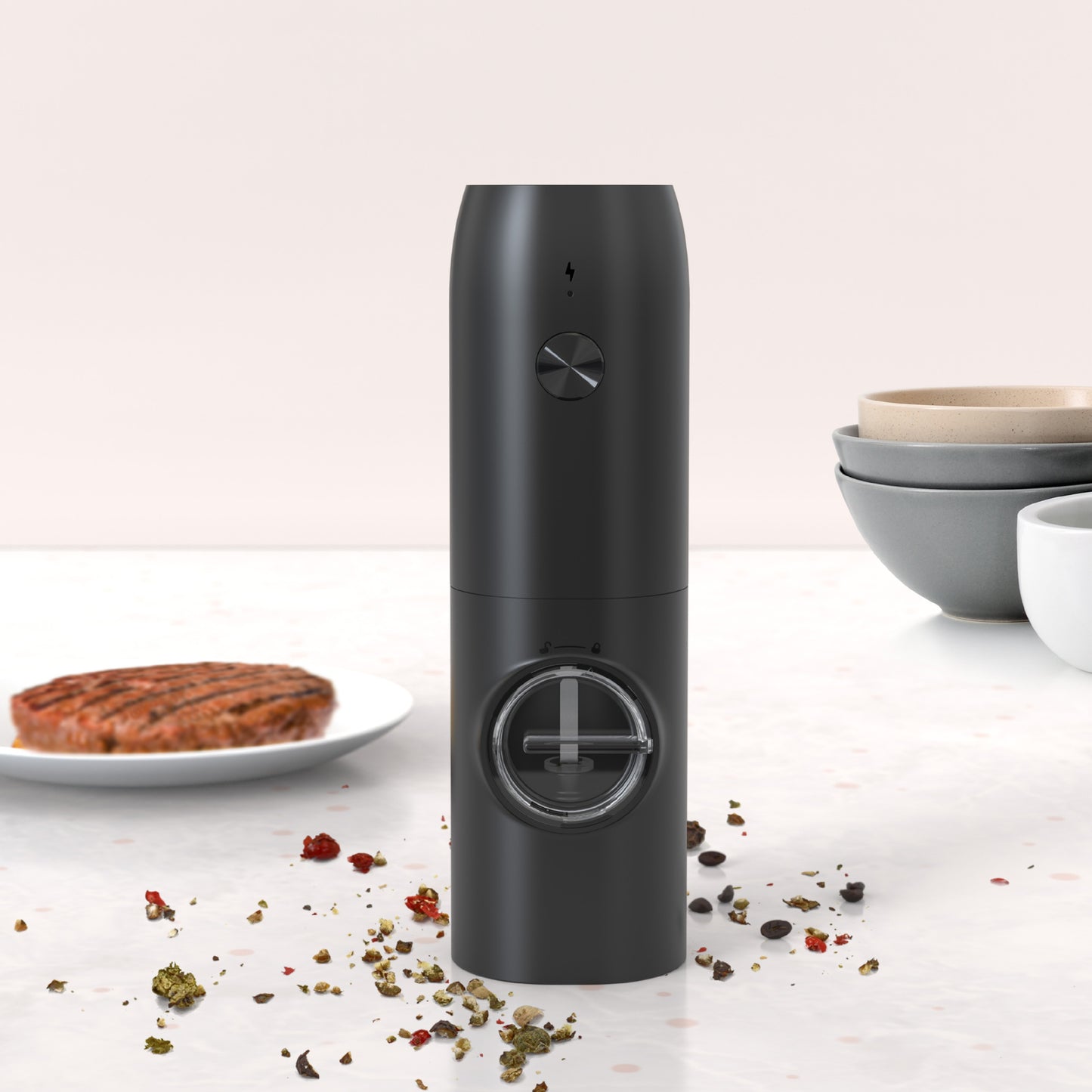 Rechargeable electric pepper grinder gravity sensor grinder powder spices for home kitchen electric grinding