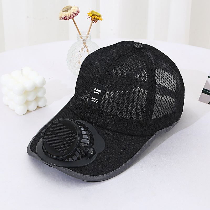 Summer new breathable mesh hat solar charging fan hat sunshade sun protection outdoor leisure men and women adults