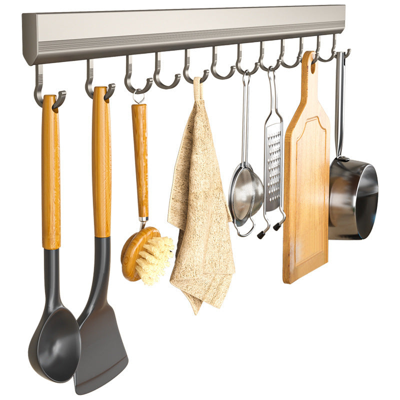 kitchen hook rack, punch-free wall-mounted rack, space aluminum hook, multi-functional storage row hook