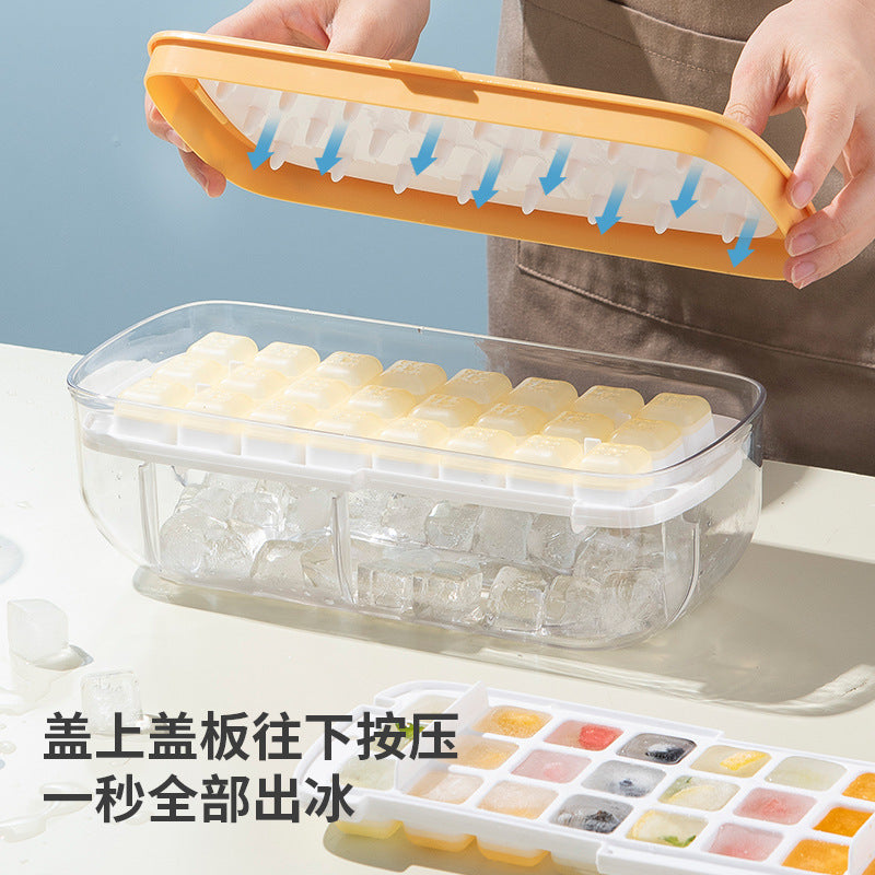 Cross-border pressing ice tray quick frozen ice ice making artifact multi-functional pressing single double layer soft glue ice box one piece