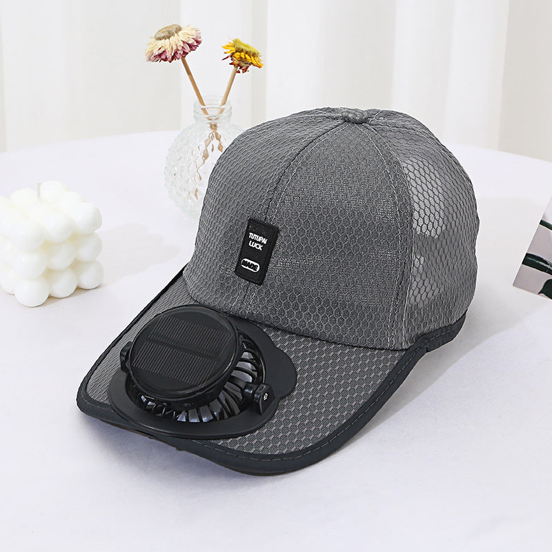 Summer new breathable mesh hat solar charging fan hat sunshade sun protection outdoor leisure men and women adults