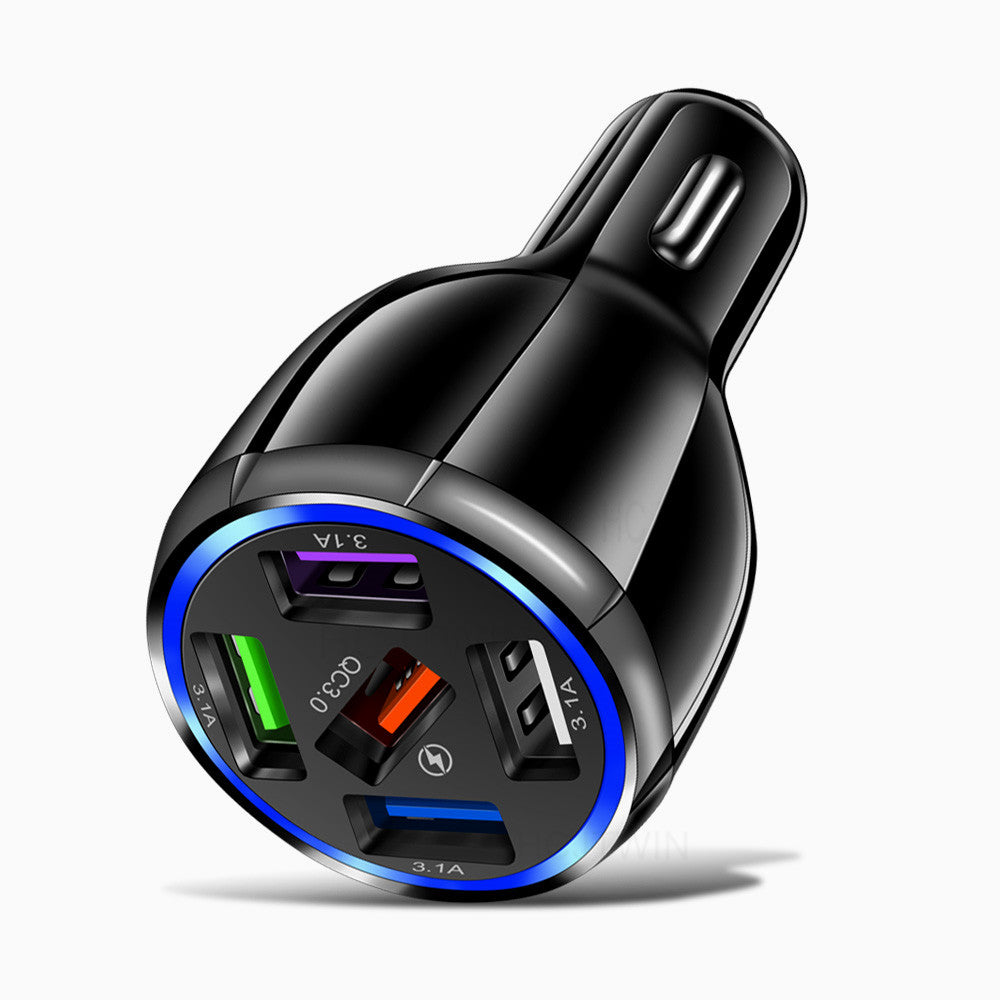 One for five QC3.0 multi-USB car charger, fast-charging car charger, multi-port fast-charging car charger, cross-border factory wholesale