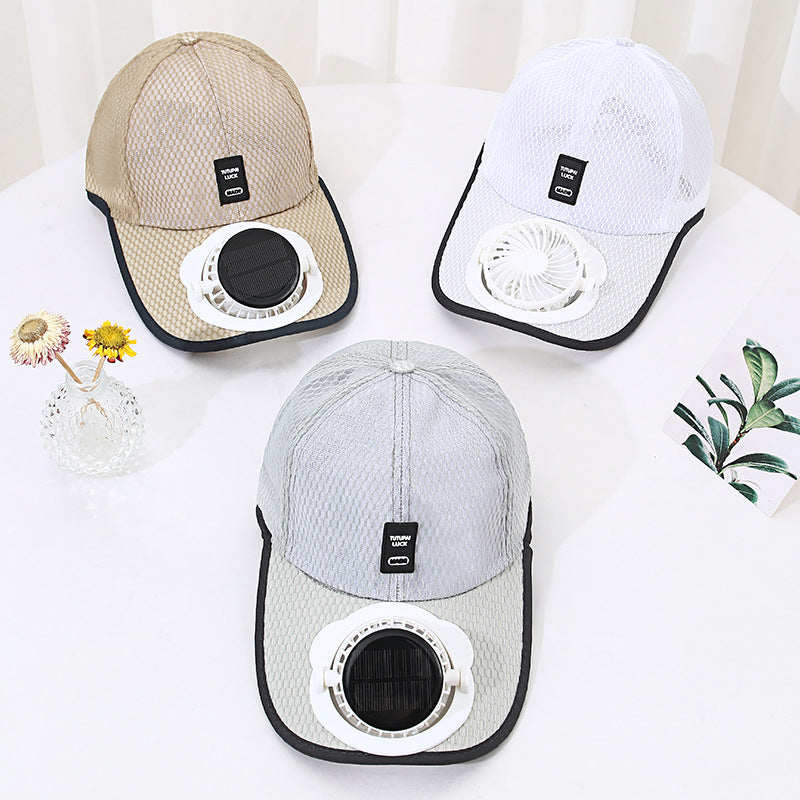 Summer new breathable mesh hat solar charging fan hat sunshade sun protection outdoor leisure men and women adults