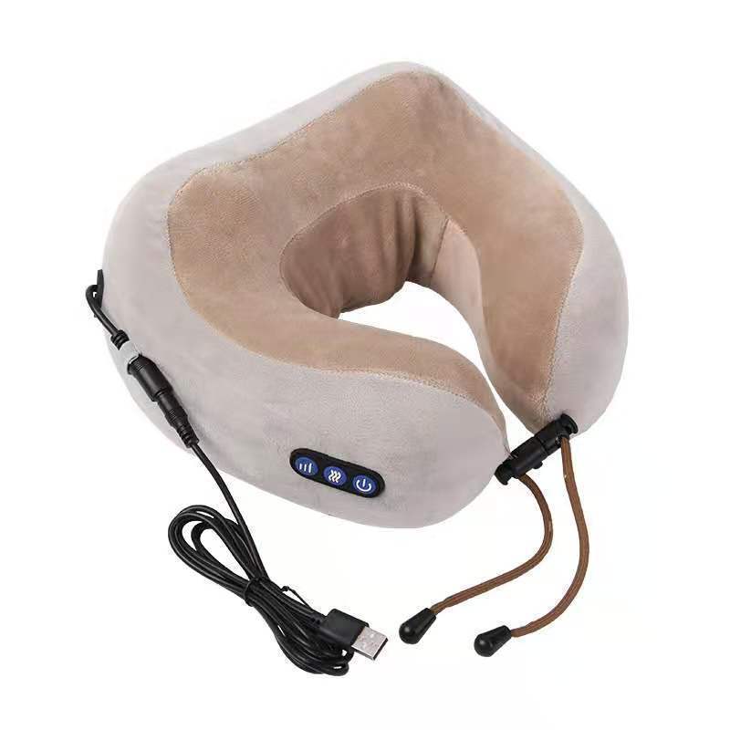 Portable rechargeable U-shaped massage pillow, multifunctional car cervical spine massage instrument, infrared hot compress, home neck pillow