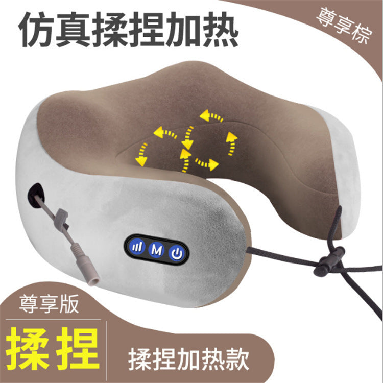 Portable rechargeable U-shaped massage pillow, multifunctional car cervical spine massage instrument, infrared hot compress, home neck pillow