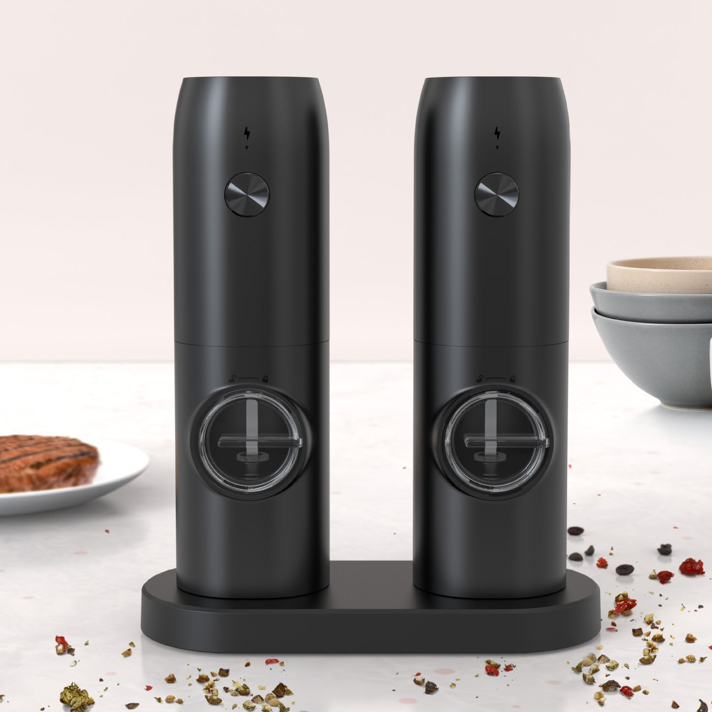 Rechargeable electric pepper grinder gravity sensor grinder powder spices for home kitchen electric grinding