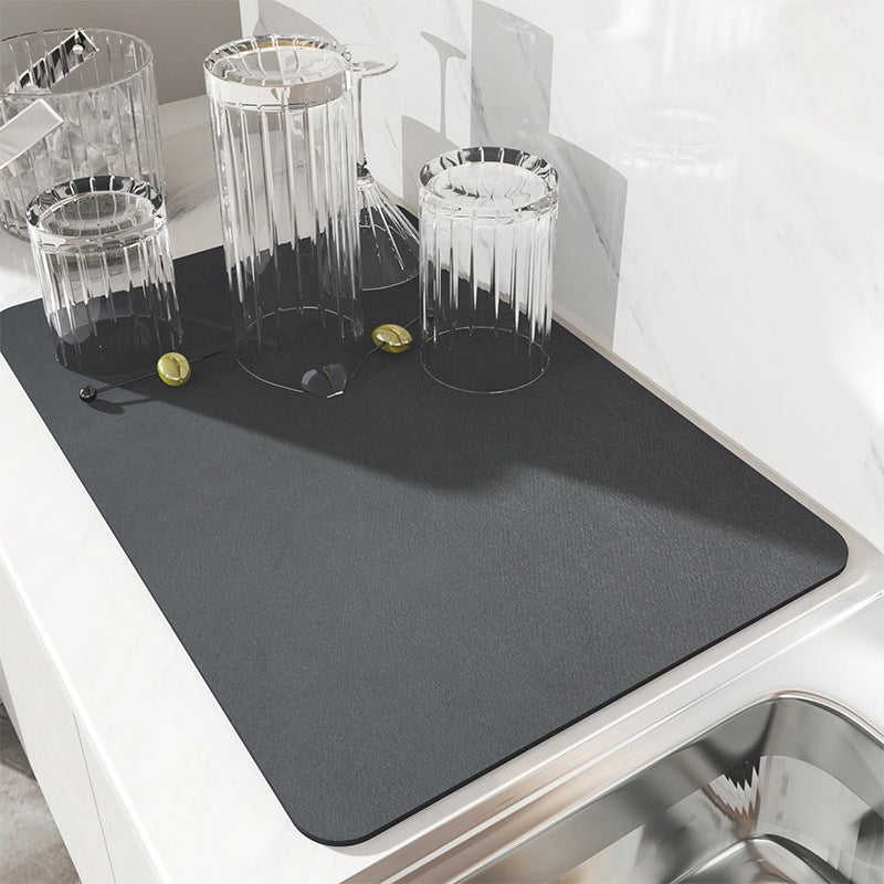 Kitchen countertop water-absorbing and draining mat wash table anti-splash dry cushion water coaster wash-free heat insulation pad solid color pad