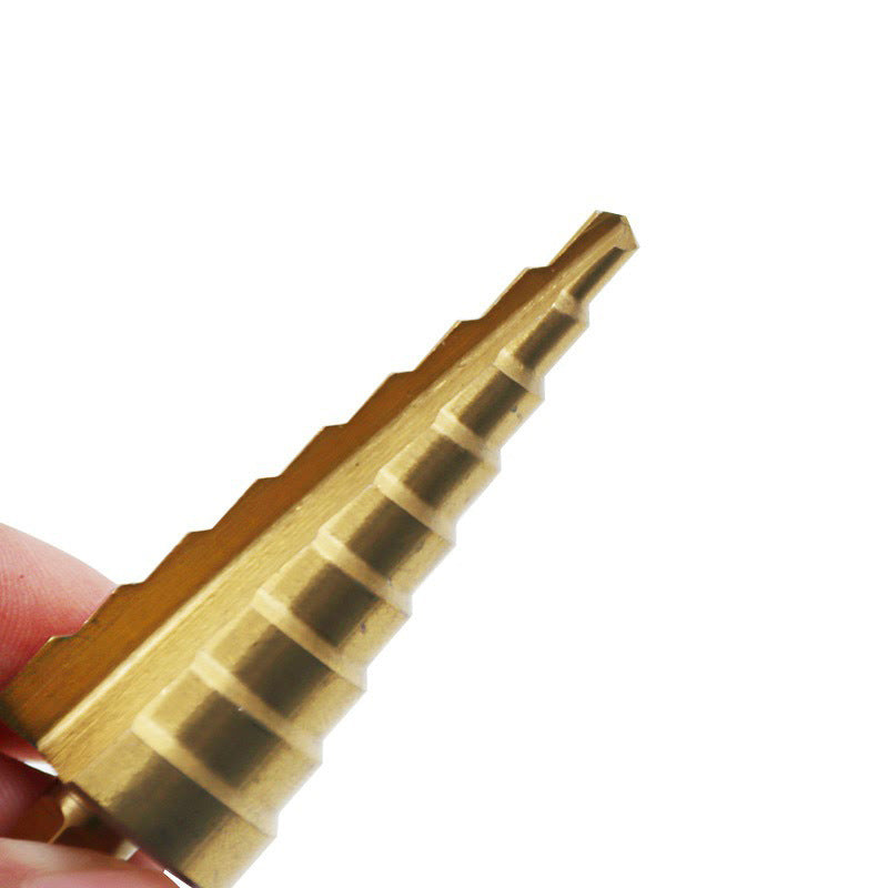 Hexagonal shank pagoda drill high-speed steel titanium-plated straight groove step drill metal reaming tool step drill bit opener