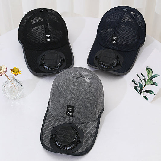 Summer new breathable mesh hat solar charging fan hat sunshade sun protection outdoor leisure men and women adults