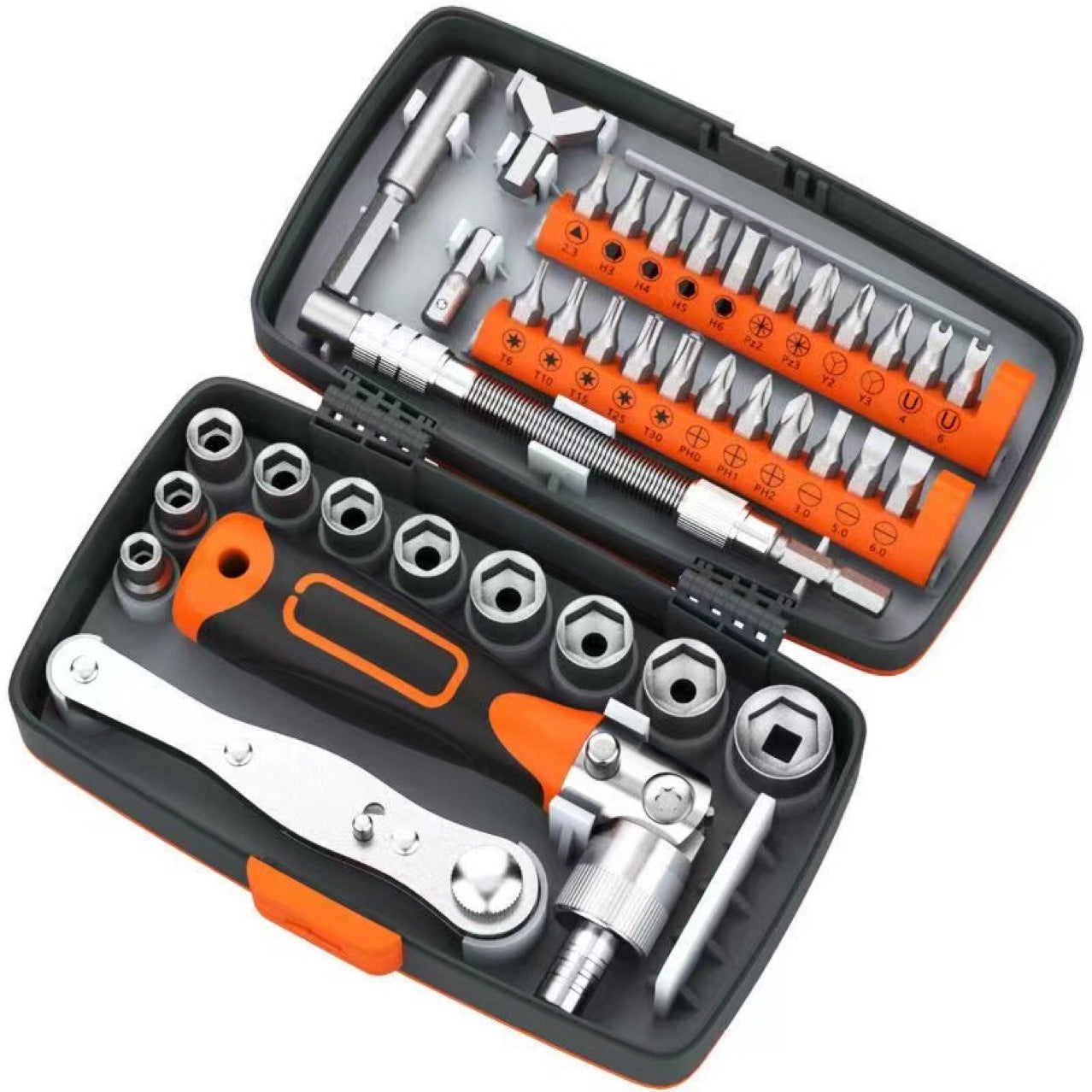 38-in-one ratchet screwdriver batch wrench set boxed torque rice word cutter head home machine repair knob multi-directional turn