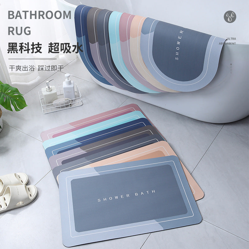 Soft diatomaceous earth non-slip bathroom floor mats kitchen quick-drying floor mats bathroom diatom mud absorbent floor mats Douyin